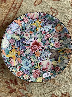 Lot 288 - A Chinese millefleur porcelain charger, Guangxu period.