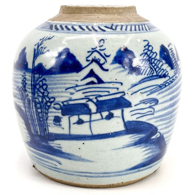 Lot 182 - A Chinese blue and white provincial ginger jar, 19th century.