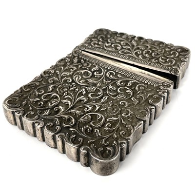 Lot 1036 - An Indian Kutch silver card case, 19th century.