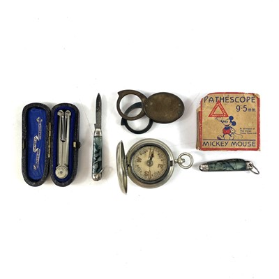 Lot 88 - A Stanley nickel folding compass, cased.