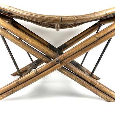 Lot 313 - A Chinese bamboo and softwood folding campaign stool, late 19th/early 20th century.