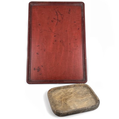 Lot 316 - A Japanese rectangular wood tray, Meiji period.