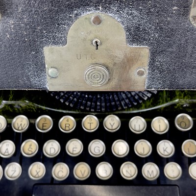 Lot 290 - An Underwood Standard Portable Typewriter with green marble decoration circa 1920s.