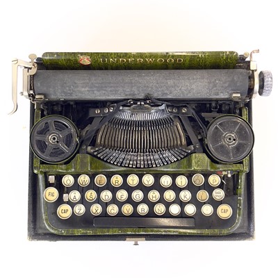Lot 290 - An Underwood Standard Portable Typewriter with green marble decoration circa 1920s.