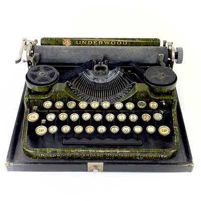 Lot 290 - An Underwood Standard Portable Typewriter with green marble decoration circa 1920s.