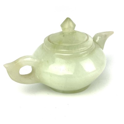 Lot 345 - A Chinese jade miniature teapot.