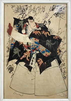 Lot 354 - Three Japanese woodblock prints of Samurai warriors, circa 1900.