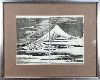 Lot 192 - Four Japanese black and white woodcut prints, 19th century.