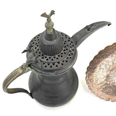 Lot 27 - An early 20th century Dallah pot with bird finials.