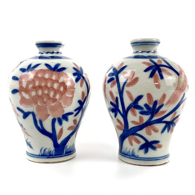 Lot 361 - A pair of Chinese porcelain baluster vases, 20th century.