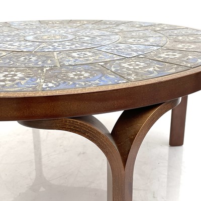 Lot 519 - A Danish circular coffee table with Royal Copenhagen Fajance tiles.