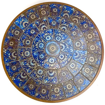 Lot 519 - A Danish circular coffee table with Royal Copenhagen Fajance tiles.