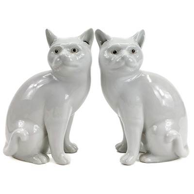 Lot 382 - A pair of Chinese porcelain Blanc de chine cat's, late 20th century.