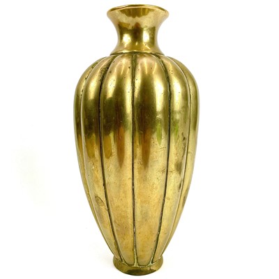 Lot 387 - A Japanese brass melon vase.