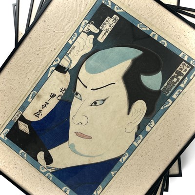 Lot 164 - Utagawa Kunisada (1786-1865) six Japanese woodblock prints, Kabuki actors.