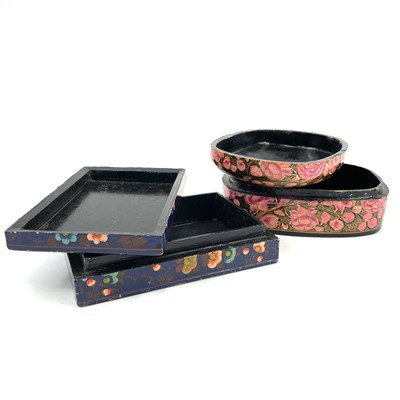 Lot 1057 - A 20th century Persian lacquer box and cover.