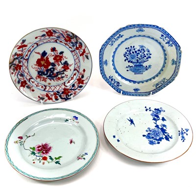 Lot 404 - An 18th century Chinese porcelain Famille rose plate.