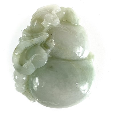 Lot 157 - A Chinese double gourd carved jade.