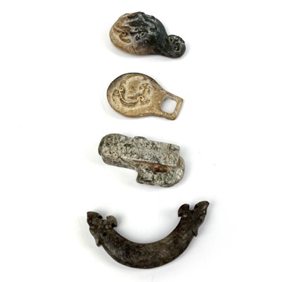 Lot 163 - Two Chinese hardstone belt hooks.