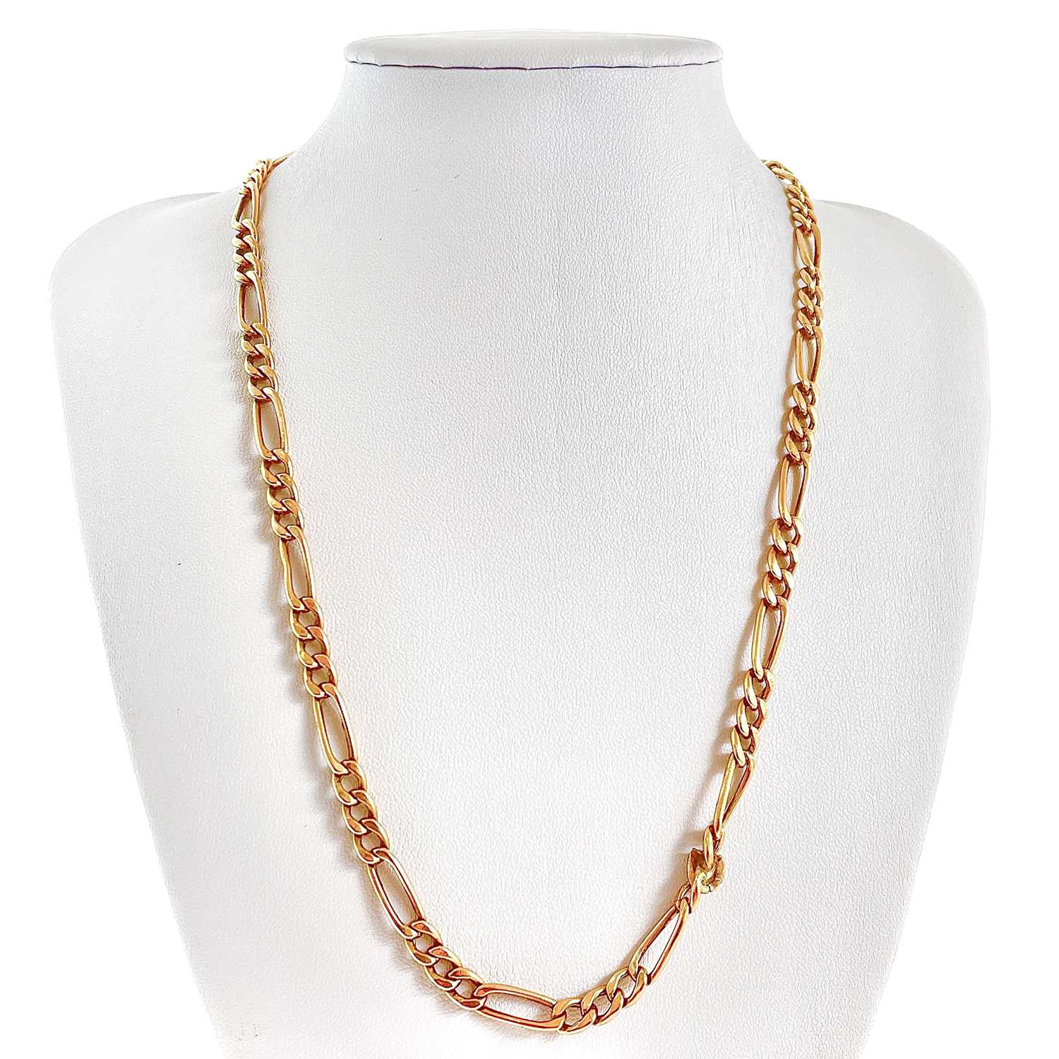 Lot 131 - A 9ct gold figaro link necklace.