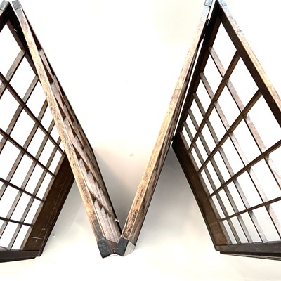 Lot 438 - A Japanese hardwood and pine folding screen, Meiji period.