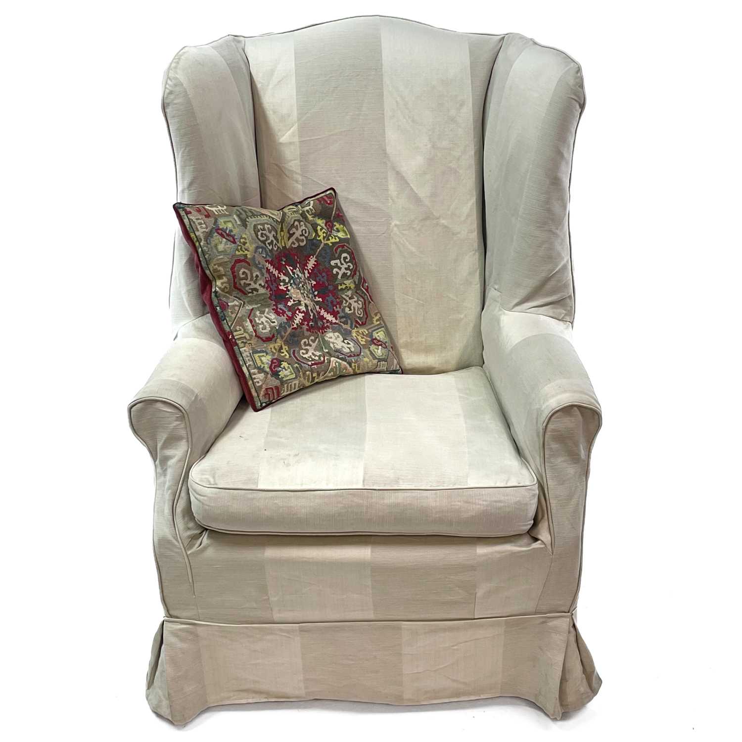 Lot 1839 - A Georgian style wing armchair.