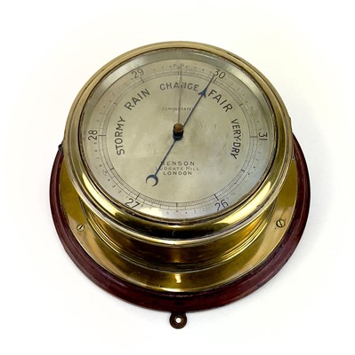 Lot 1715 - A Benson brass marine aneroid barometer.