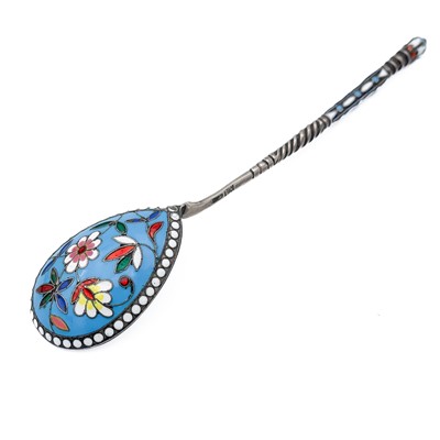 Lot 283 - An Imperial Russian silver and enamel spoon.