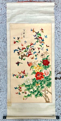 Lot 447 - A Chinese watercolour and ink scroll painting.