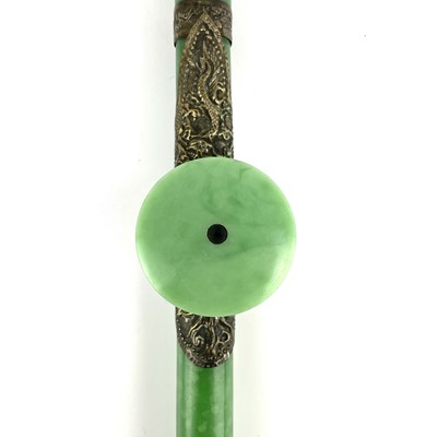 Lot 145 - A Chinese jade opium pipe, mid 20th century