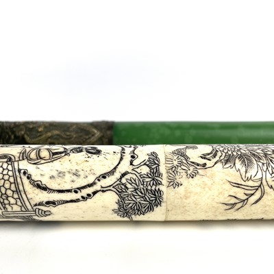 Lot 145 - A Chinese jade opium pipe, mid 20th century