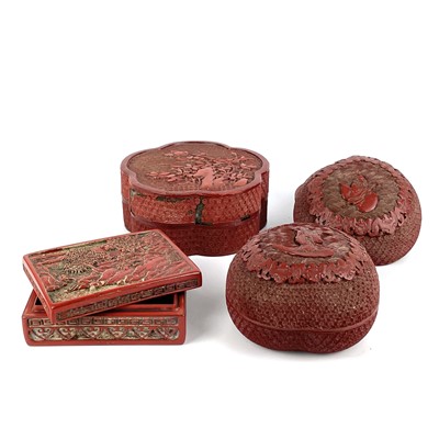 Lot 333 - A Chinese cinnabar lacquer shaped box.