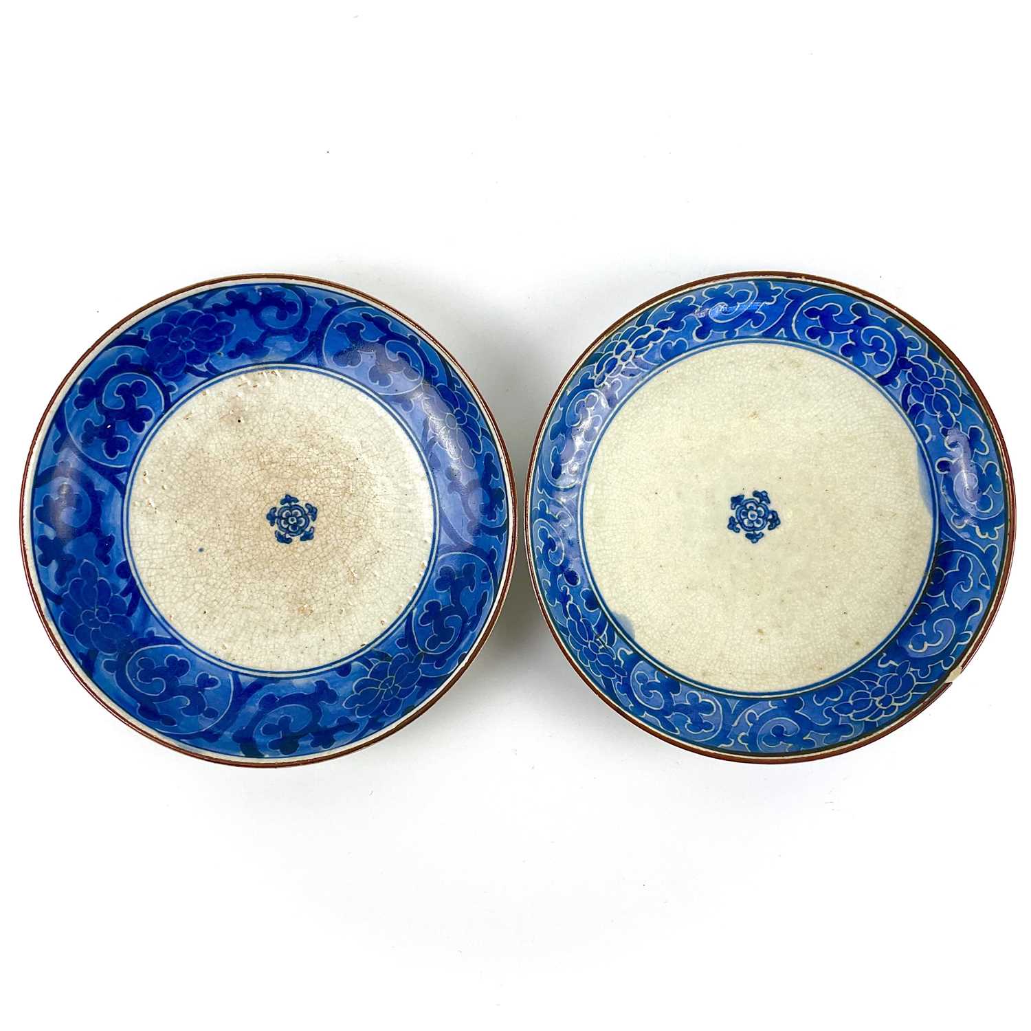 Lot 463 - Two Japanese Nabeshima blue and white porcelain dishes, 18th/19th century.