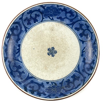 Lot 463 - Two Japanese Nabeshima blue and white porcelain dishes, 18th/19th century.