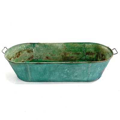 Lot 208 - A large green tin bath.