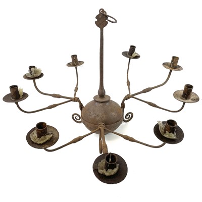 Lot 167 - A Dutch 18th century style wrought iron chandelier.