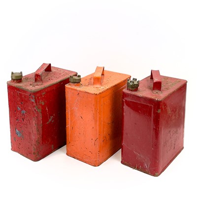 Lot 162 - Three Valour petrol cans with brass caps.