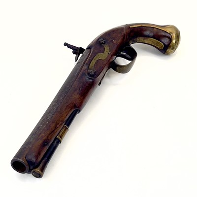 Lot 31 - A  brass mounted flintlock pistol.