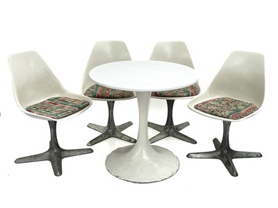 Lot 521 - An Arkana white laminate Tulip table and four chairs.