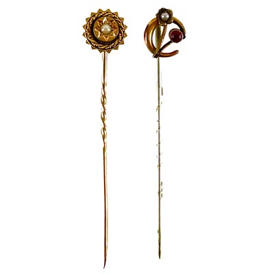 Lot 263 - Two gold stick pins.