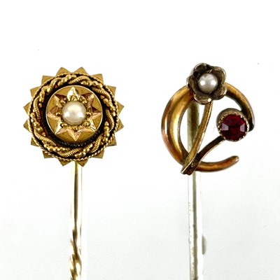 Lot 263 - Two gold stick pins.