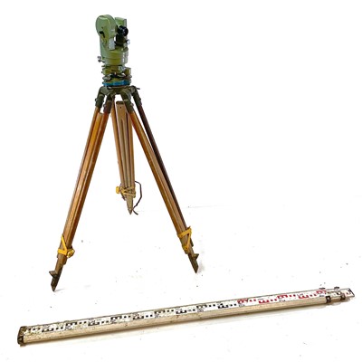 Lot 167 - A Vickers Instruments Cooke V11 theodolite, with tripod and measure.