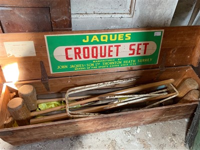 Lot 71 - A Jaques croquet box and contents.