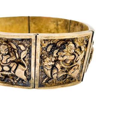 Lot 57 - An Indian silver gilt bracelet, early 20th century.