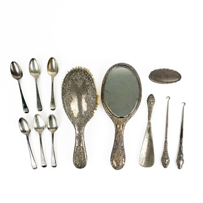 Lot 112 - A set of six George III silver teaspoons by William Eley & William Fearn.