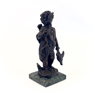 Lot 158 - A bronze figure of a young archer on a marble base.