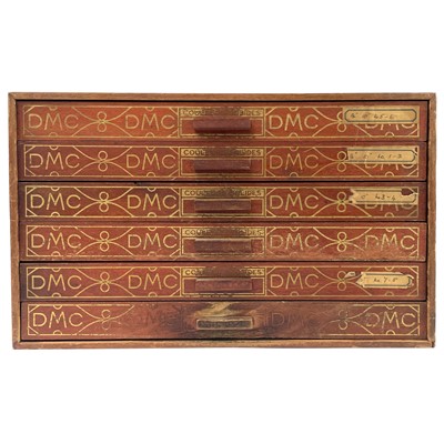 Lot 1601 - A 20th century six drawer collector or shop cabinet for DMC.