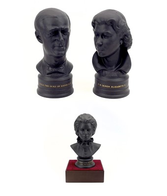 Lot 849 - A pair of Wedgwood basalt busts of H.M Queen Elizabeth and HRH The Duke of Edinburgh.