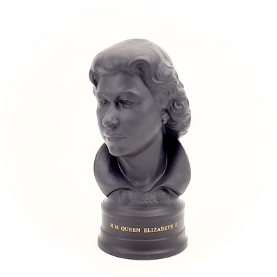 Lot 849 - A pair of Wedgwood basalt busts of H.M Queen Elizabeth and HRH The Duke of Edinburgh.