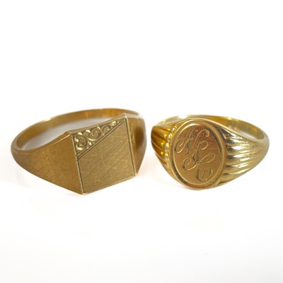 Lot 301 - Two 9ct gold signet rings.